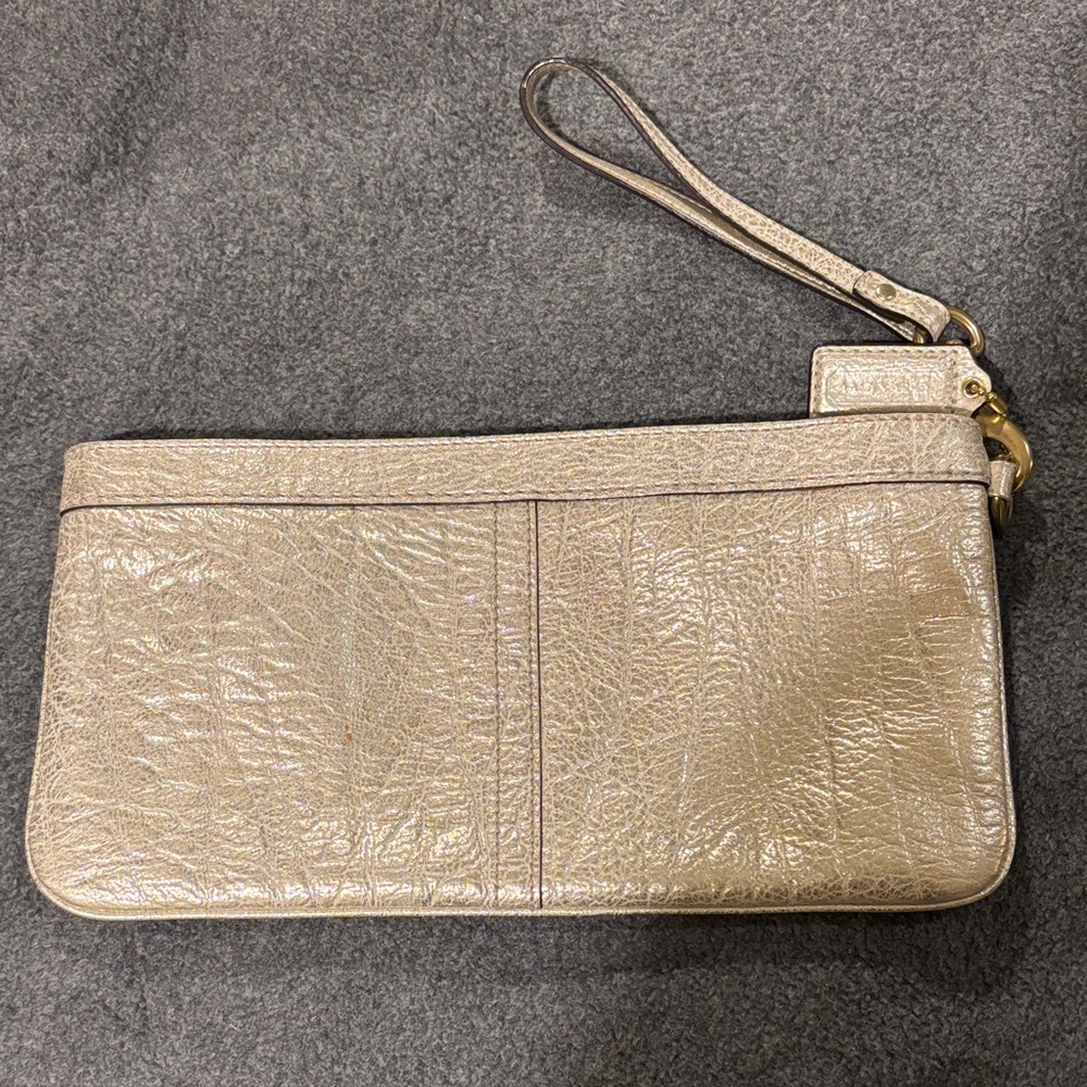 Coach Metallic Gold Wristlet Clutch